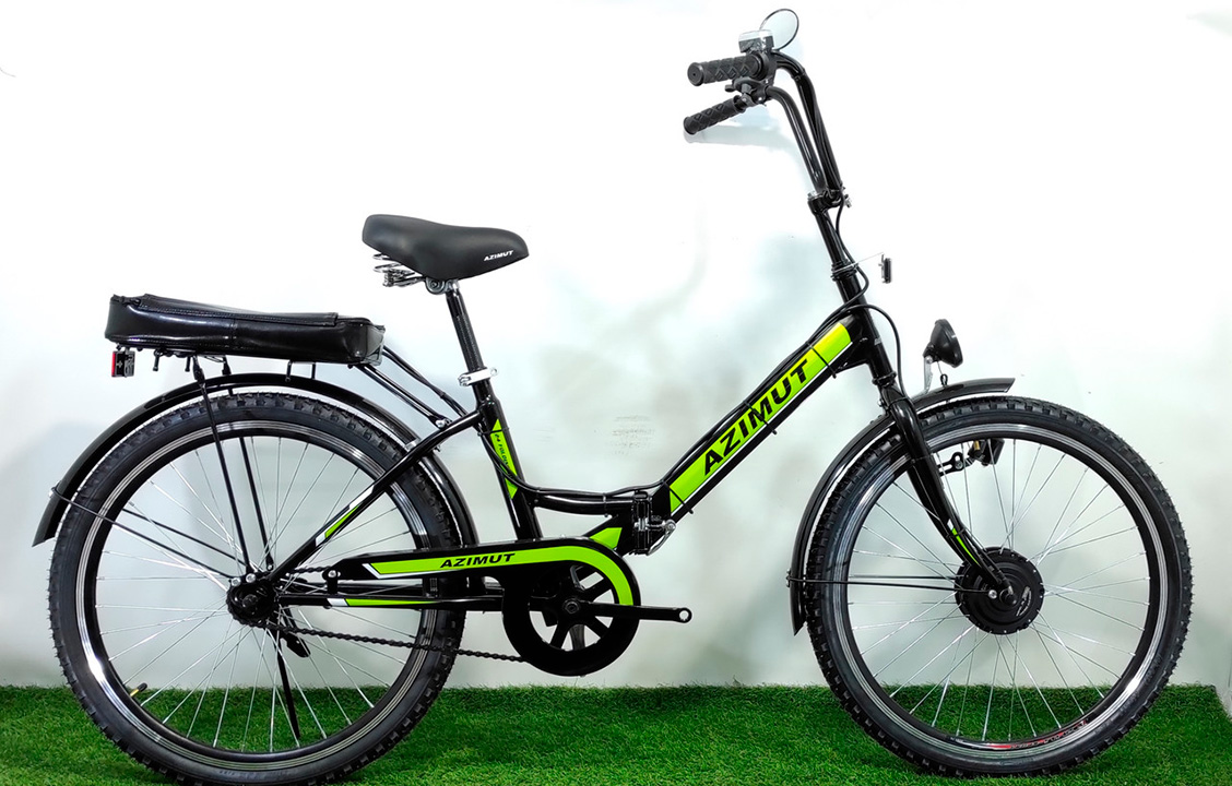 Фотографія Складаний електровелосипед Azimut Power 24" 350W 2021 Чорно-зелений